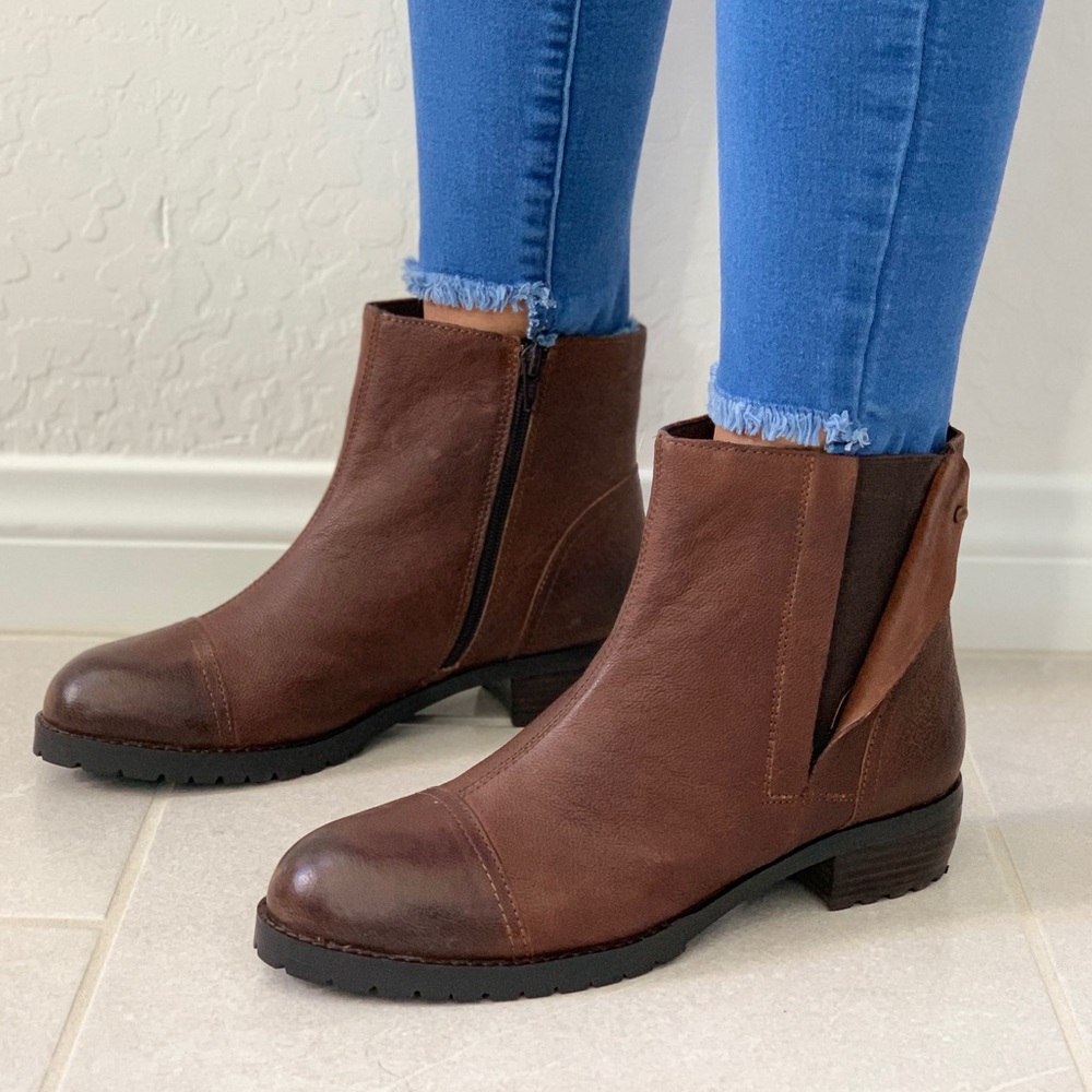 Texas Brown Distressed Leather Tall Ankle Boots - Picture 1 of 7